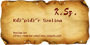 Káplár Szelina névjegykártya